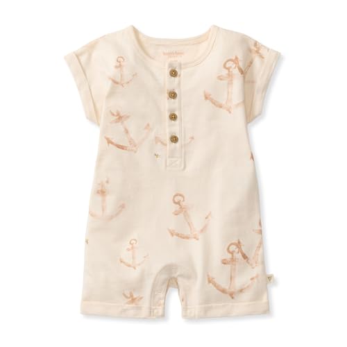 Burt's Bees Baby Baby Boys Short Sleeve Rompers, 100% Organic Cotton One-Piece Coverall and Layette Set