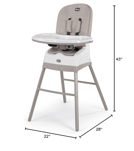 Chicco Stack Hi-Lo 6-in-1 Multi-Use Convertible High Chair, Reclines for Babies and Toddlers, Easy-Clean Baby High Chair Booster Toddler Seat Combo | Sand/Beige