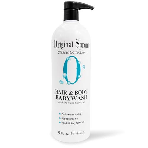 Original Sprout Baby Shampoo and Body Wash, Hypoallergenic Gentle Baby Wash for Newborns, Infants & Kids, Organic Calendula & Rosemary for Sensitive Skin & Hair, 32 oz. Bottle