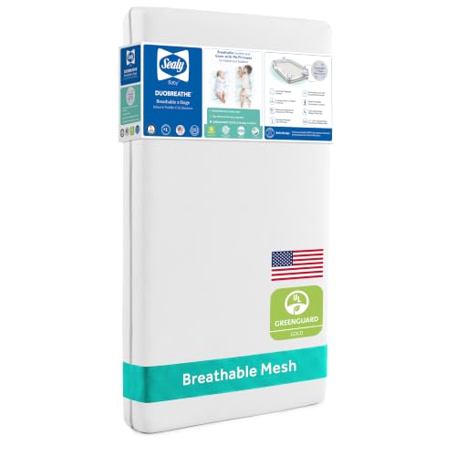 Sealy Baby Infant & Toddler Crib Mattress - DuoBreathe 2 Stage Waterproof and Breathable, Non Toxic, GREENGUARD Gold Certified, Made in USA, 52x28