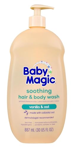 Baby Magic Soothing Hair & Body Wash, Vanilla & Oat, Soothes and Cleanses, Specially Formulated for Baby's Delicate Skin, Tear Free, Hypoallergenic, Dermatologist Recommended, 30 Fl Oz