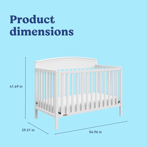 Graco Benton 5-in-1 Convertible Crib – GREENGUARD Gold Certified, Converts from Baby Crib to Toddler Bed, Daybed and Full-Size Bed, Fits Standard Full-Size Crib Mattress (White)