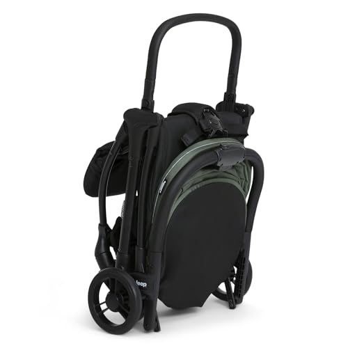 Jeep Altitude Compact Travel Stroller by Delta Children Greenguard Gold, Easy One Hand Fold, Lightweight, Extendable Canopy with Peek-a-Boo Window, Reclining Seat, 4 Wheel Suspension, Olive Green