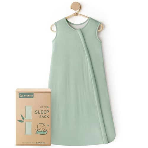 Yoofoss Rayon Made from Bamboo Baby Sleep Sack 6-12 Months 1.0 Tog Baby Wearable Blanket, Super Soft Infant Toddler Sleeping Sack 2-Way Zipper