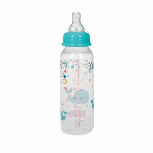 Nuby Non-Drip Standard Neck Baby Bottles - (3 Pack) 4 oz - Vari-Flo Flow Control Nipple - Anti-Colic Air System - 0+ Months - Whale/Koala/Giraffe
