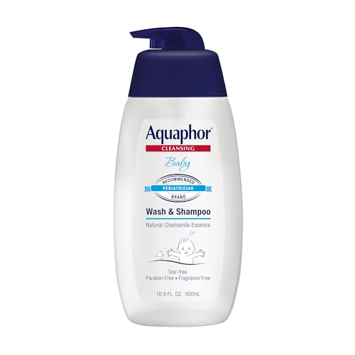 Aquaphor Baby Wash and Shampoo - Mild, Tear-free 2-in-1 Solution for Baby’s Sensitive Skin - 16.9 fl. oz. Pump