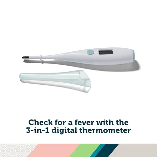 Safety 1st Baby’s 1st SneezyWeezy Kit, Sick Baby Essentials, BoogEase Nasal Aspirator, 3-in-1 Digital Thermometer, Medspoon, Infant Set, Easy-Clean, Medicine Feeding Spoon
