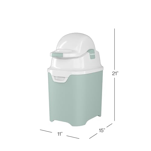 Foundations Mini Diaper Pail with Airtight Lid, Durable & Odorless Diaper Disposal, Large Capacity, Holds up to 30 Newborn Diapers, Refill with Any Bags, Baby Registry Gift - Green