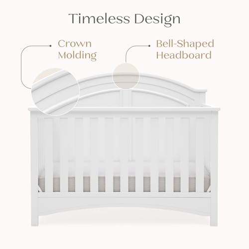 Delta Children Perry 6-in-1 Convertible Crib - Greenguard Gold Certified, Bianca White