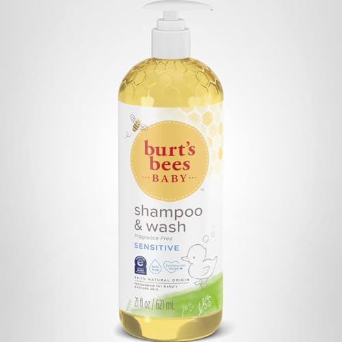 Burt's Bees Baby Sensitive Shampoo and Wash, Fragrance Free, Tear Free, Pediatrician Tested, 98.7% Natural Origin, 21 Fluid Ounces
