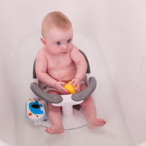 LDIIDII Baby Bath Seat for Babies 6 Months & Up Sitting Up,Infant Bath Seat with Temperature Alert+Open Backrest+on/Off Armrest,Toddler Bath seat Baby Bath Chair for Bathtub,Tub,Sink (Light Gray)