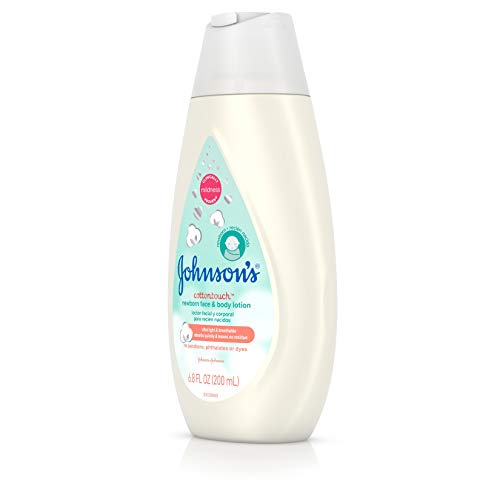Johnson's Cotton Touch Newborn Baby Face and Body Lotion, Made with Real Cotton, 6.8 fl. oz