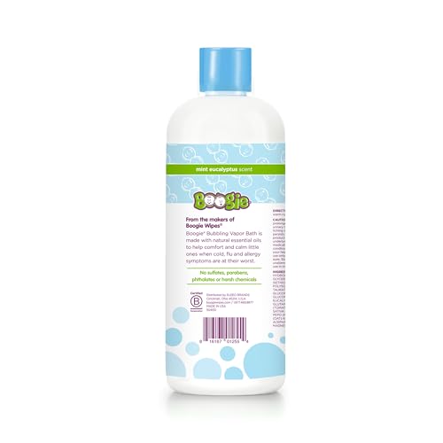 Boogie Bubbling Vapor Bath for Kids - 18 fl oz - Gentle & Calming Bubble Bath for Kids - Made with Natural Essential Oils - Mint Eucalyptus Scent - Baby Bathtime Essentials