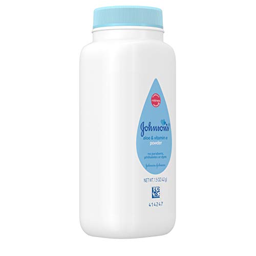 Johnson's Baby Cornstarch Baby Powder, 1.5 oz | Naturally Derived | With Aloe & Vitamin E | For Delicate Skin | Hypoallergenic