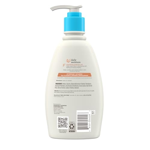 Aveeno Baby Daily Moisture Body Lotion for Sensitive Skin, Hypoallergenic Moisturizing Baby Lotion with Nourishing Oatmeal to Deeply Moisturize Baby's Skin, Fragrance-Free, 12 fl. oz