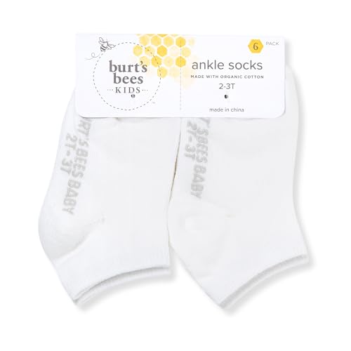 Burt's Bees Baby Organic Ankle & Crew Socks with Non-Slip Grips, 6-Pack