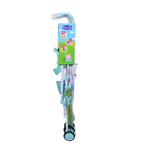 Peppa Pig Umbrella Stroller for Toddlers, Lightweight Foldable Travel Stroller with 3-Point Harness, Locking Wheels, Adjustable Canopy, Compact & Portable