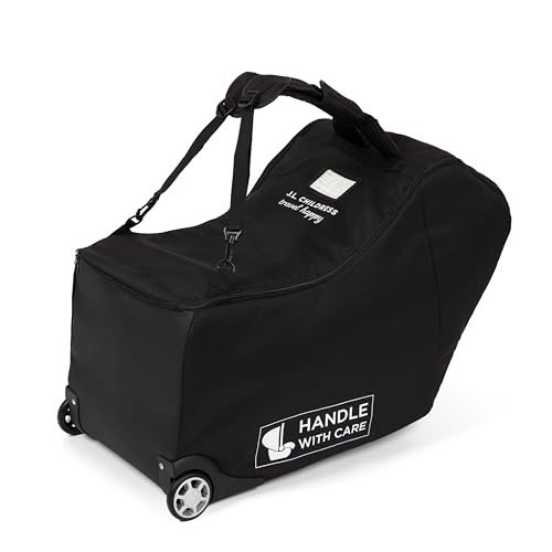 J.L. Childress Padded Infant Car Seat Bag with Wheels - Travel Bag for Airplane, Fits Most Baby & Infant Car Seats, Compatible with UPPAbaby, Nuna, & Chicco, AirTag Compatible - Premier, Black