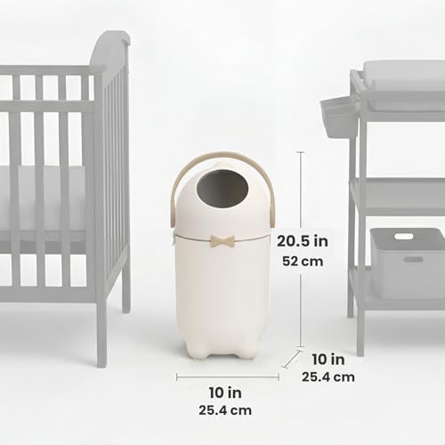 iTouchless Odor-Locking Diaper Pail - 2026 Award-Winning Ag+ Silver Ion Nursery Bin - Fits Any Bag, No Refills Needed - Includes 20 Leak-Proof Bags (Hold 300 Diapers) - Boho White Baby Registry Gift