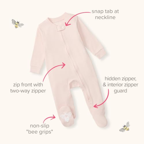 Burt's Bees Baby Girls' Organic Cotton, Sleep and Play Footed Pajamas