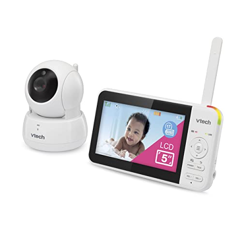 VTech Baby Monitor No WiFi, 5" Screen & Remote Pan-Tilt-Zoom for Newborns – Hack-Proof, 17Hr Battery, 1000ft Range, Auto Night Vision, Temperature Sensor, Two-Way Talk | VM924