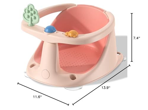 Baby Bath Seat for Babies 6 Months & Up, Non-Slip Bath Seats for Babies Sitting up,Bath tub Seat with Suction Cups,Safe & Comfortable Bath Chair Baby, Pink