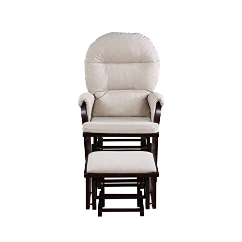 Suite Bebe Madison Nursery Rocking Chair with Ottoman, Wooden Glider for Baby Nursing, Smooth Gliding Rocker, Espresso and Latte