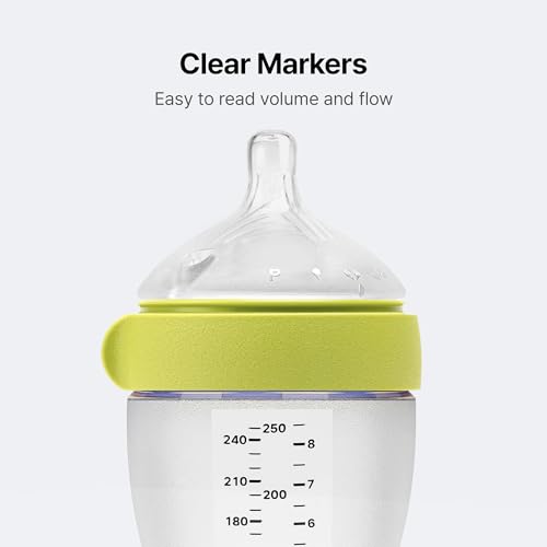 Comotomo Silicone Baby Bottle Gen 2 – 2026 Release (8oz) – Soft, Wide-Neck Bottle for Comfortable Feeding with Dual Anti Colic Vents (Includes Medium Flow Nipples), Green (Double Pack)