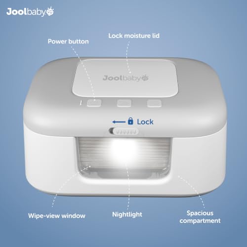 Jool Baby TinyBums Baby Wipe Warmer & Dispenser with LED Changing Light & On/Off Switch (Gray)