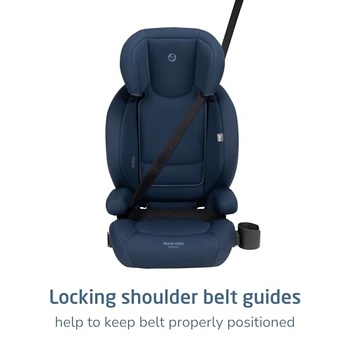 Maxi-Cosi RodiSport Kids Booster Car Seat, High-Back, Backless Booster Seat, 7-Position Headrest, Easy Latch System, Reclining Chair, Belt Guide, Fits 40-100 lbs, 43.4-57 in, Seafaring