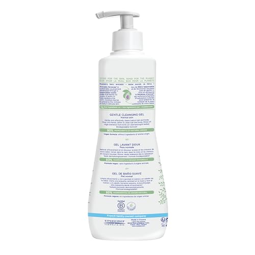Mustela Gentle Cleansing Gel - Baby Wash for Delicate Skin and Hair - Newborn-Safe Cleanser - Crafted with Natural Avocado Perseose - Various Sizes - 16.90 fl. oz.