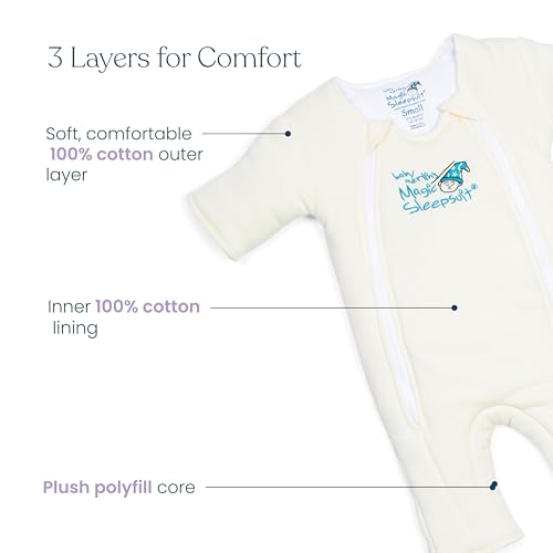 Magic Sleepsuit Baby Merlin's Cotton Baby Swaddle Transition Product - Soft and Cozy Design, Double Zipper for Easy Diaper Changes, Promotes Safe Sleep, 3-6 Months - Yellow - Large 18-21lbs