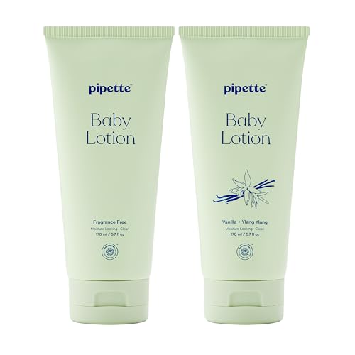 Pipette Baby Lotion Discovery Duo, Pack of 2, Includes Fragrance Free and Vanilla + Ylang Ylang Scents, Baby Lotion for Newborn, Sensitive Skin, and Kids, Non-Toxic and Hypoallergenic