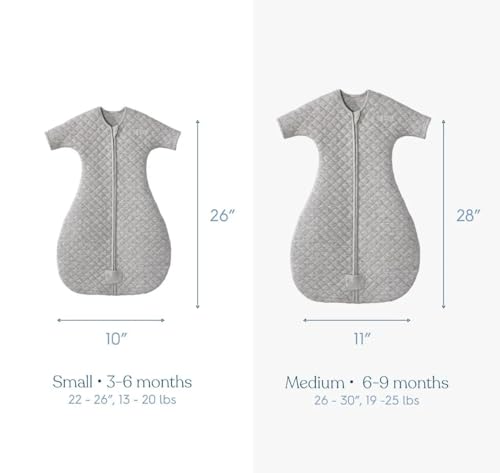 HALO Easy Transition SleepSack, Baby Sleep Sack Wearable Blanket, 100% Cotton, Soft & Breathable, 1.0 TOG, Helps Transition from Swaddle for Infants, Heather Grey, Small