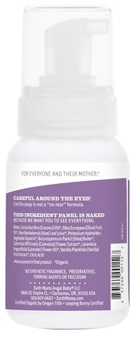 Earth Mama Calming Lavender Baby Wash Liquid Foaming Hand Soap, All-Purpose Lavender Body Wash for Sensitive Skin, Castile Soap with Coconut Oil, Shea Butter, Calendula, & Aloe, 6.27 Fl Oz