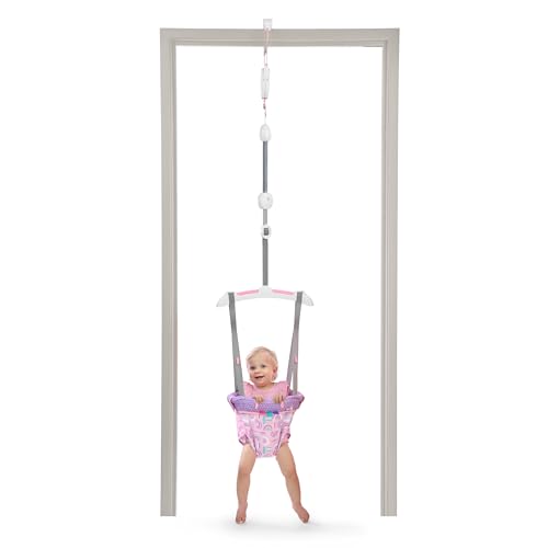 Bright Starts Purple Paradise Door Jumper for Babies 6 to 12 Months or Up to 26 Pounds, Travel Jumper