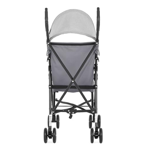 Dream On Me Aero Travel Umbrella Stroller, One-Hand Quick Fold, 3-Point Safety Harness, Dual Brakes, Adjustable Removable Canopy, Lightweight Compact & Space-Saving, for 6 to 36 Months – Grey
