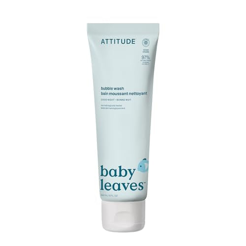 ATTITUDE Bubble Body Wash for Baby, EWG Verified, Dermatologically Tested, Plant and Mineral-Based, Vegan, Good Night, 8 Fl Oz