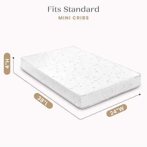 Delta Children Twinkle Galaxy Limited 4-inch Mini Crib Mattress - Premium Sustainably Sourced Fiber Core - Waterproof - GREENGUARD Gold Certified (Non-Toxic) - 5 Year Warranty - Made in USA