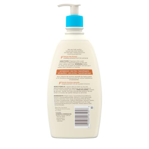 Aveeno Baby Daily Moisture Gentle Baby Body Wash and Shampoo with Oat Extract, 2-in-1 Baby Wash and Hair Shampoo, Tear-Free, Paraben-Free for Sensitive Skin and Hair, Lightly Scented, 18 Fl Oz