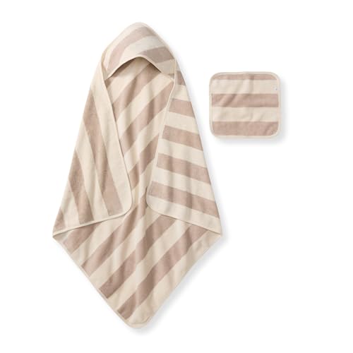 Burt's Bees Baby Hooded Woven Terry Towels Organic Cotton, Unisex Bath Essentials, Soft Nursery Towel for Infants, Toddlers, Kids