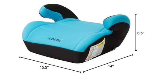 Cosco Topside Backless Booster Car Seat, Lightweight Booster Seats for Cars 40-100 lbs, Backless Booster Seat for Car, Turquoise