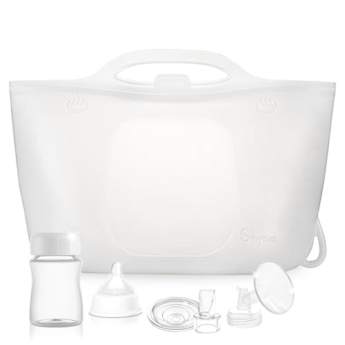 Silicone Travel Bottle Sterilizer Bags | 2000ml Microwave Steam Sterilizer Bags for Baby Bottles, Breast Pump & Pacifiers, Reusable Steam Sterilizing Bags for Travel and Home Use (Clear Milk White)