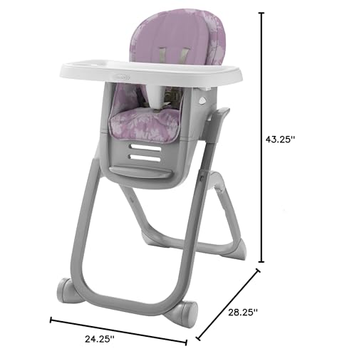 Graco® DuoDiner DLX Highchair, 6 Stages of Use – Infant to Baby High Chair, Infant to Toddler Booster Seat, Youth Stool, 5 Adjustable Height Positions, Lilac Mod
