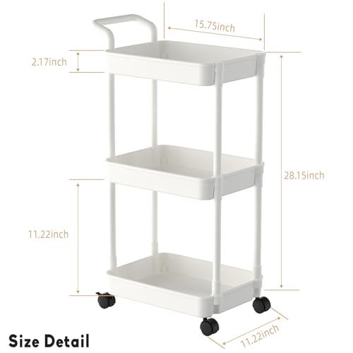 Volnamal Baby Diaper Caddy, Plastic Movable Cart for Newborn Nursery Essentials Diaper Storage Organizer for Changing Table & Crib, Easy to Assemble, Baby Registry, Off-White