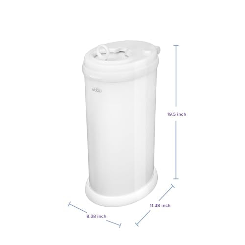 Ubbi Steel Diaper Pail, Odor Locking, No Special Bag Required, Award-Winning, Registry Must-Have, White