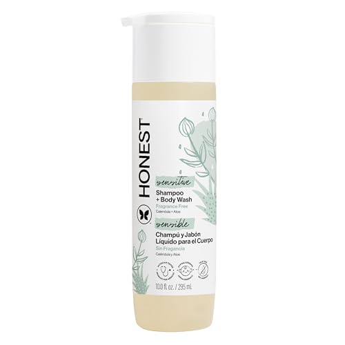 The Honest Company 2-in-1 Baby Shampoo & Body Wash, Fragrance-Free, Tear-Free, Hypoallergenic, Naturally Derived, Sensitive Skin, 10 fl oz