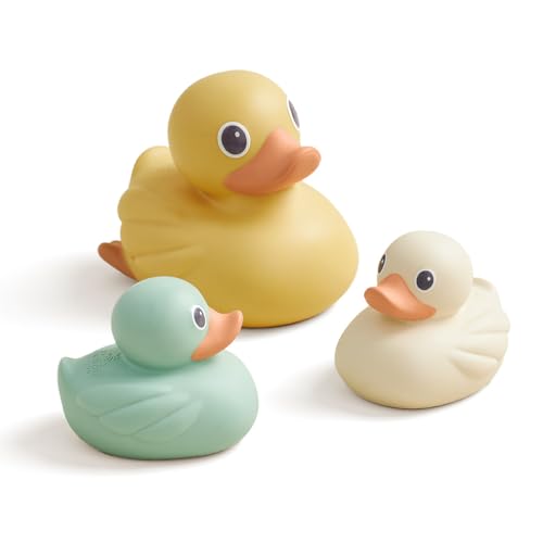 Itzy Ritzy Ducky Family – 3-Piece Floating Bath Toy Set with Watertight Design – Soft, Squeezable Ducks Designed for Ages 6 Months and Up (Ducks)