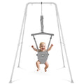 Baby Jumper with Stand, Infant Jumper with Adjustment Strap, Indoor/Outdoor Toddler Swing Set, Baby Jumpers and Bouncers for Boys Girls 6-24 Months, Easy to Assemble & Store (Gray)
