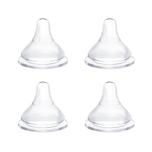 Silicone Bottle Nipples Compatible with Pigeon Bottles, Replacement Soft Nipple for Baby 1+ Months, Anti-Colic, BPA-Free, Slow Flow, Size S, 4-Pack
